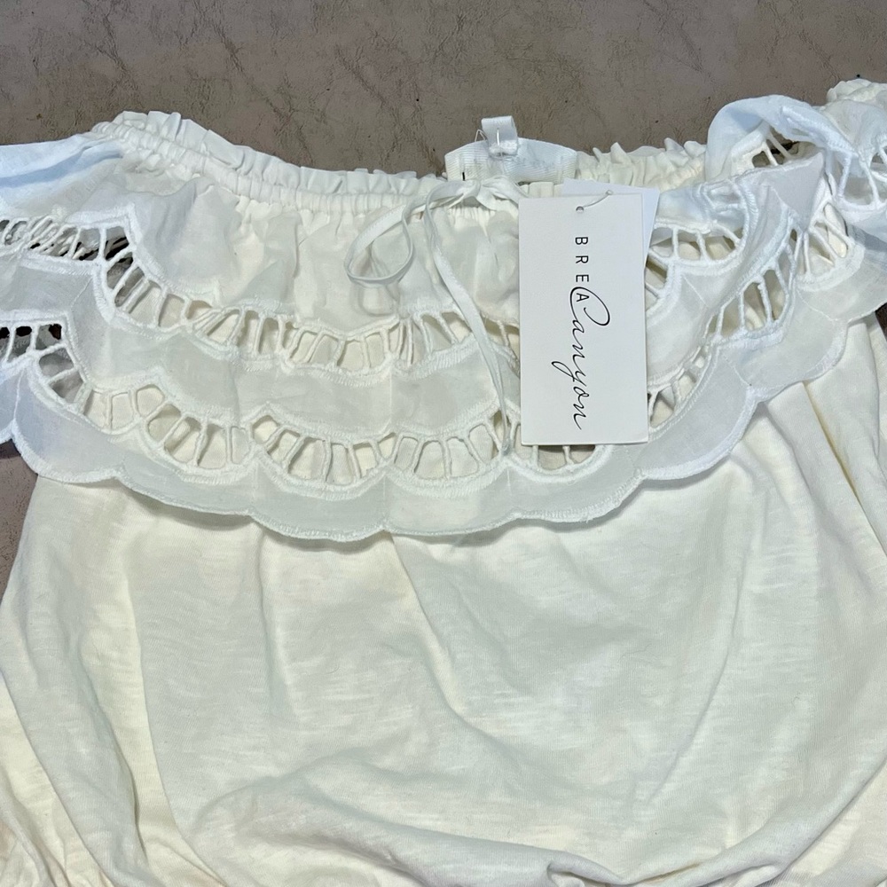 NWT - White Midriff Summer Top by Brea Canyon - Size‎ M - Picture 8 of 8